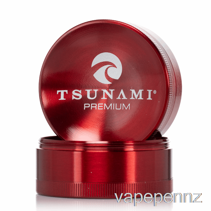 Tsunami 2.4inch 4-Piece Sunken Top Grinder Red (63mm) VAPE NZ